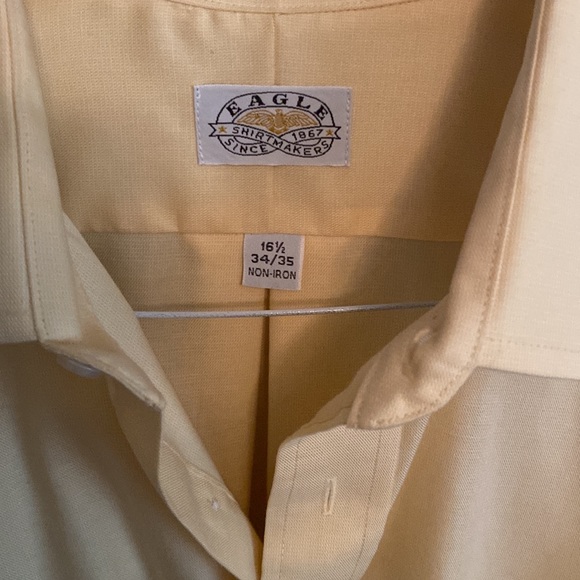 Eagle brand button up dress shirt non iron size 16.5 34/35 yellow color NWOT. - Picture 2 of 3